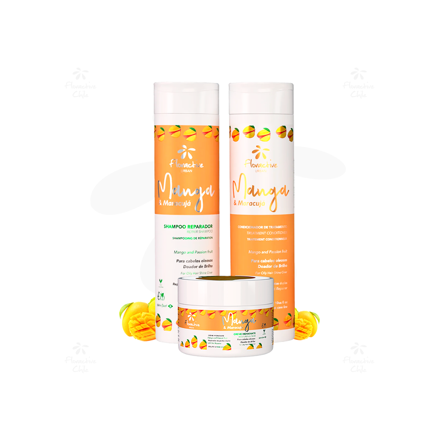 Kit Mango & Maracuyá Flora Urban - Equilibrio y Brillo para Cabellos Grasos y Aceitosos