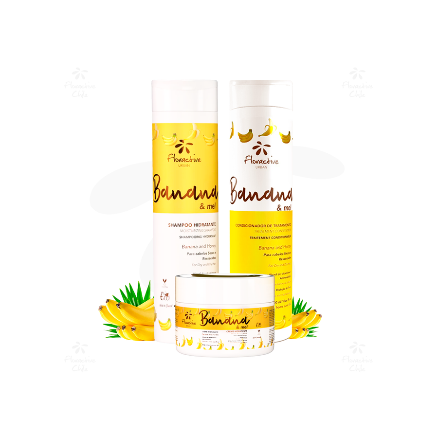 Kit Banana & Miel Flora Urban - Hidratación Intensa con Vitamina B6 para Cabellos Secos y Muy Secos